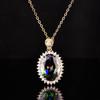 Elegante collar de diamantes láser europeo y americano con explosiones de celebridades de Internet, chapado en oro de 18 quilates, lleno de diamantes Diana, colgante colorido para mujer