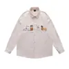 Camisa de Manga Longa Bordada com Gato Estilo Retrô Americano 2026 para Homens e Mulheres Primavera Outono Solta Casual Camisa Top Roupa Externa