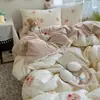 Conjunto de cama puro algodão classe A quatro peças 2026 novo estilo lençol capa de edredom fronha dormitório estudantil pessoa solteira conjunto de três peças 4