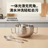 Tazón infantil de acero inoxidable 316L, tazón de sopa de doble capa engrosado con doble asa, tazón para comida de bebé, tazón para comer anticaída y antiquemaduras con cuchara