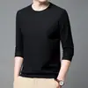 Camiseta Masculina de Manga Longa Waffle Atacado Gola Redonda Camiseta Básica Cor Sólida para Meia-Idade e Jovens Blusa Casual Moletom