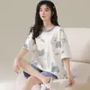 Pijama Roxo de Alta Qualidade para Mulheres, Shorts de Manga Curta para o Verão, Vestuário Casual, Conjunto Solto de Tamanho Grande para Viagem e Casa