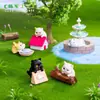 Paisaje en miniatura, figura de gatito creativo y adorable acostado, accesorio de decoración DIY para casa de muñecas de jardinería, pequeño adorno de escritorio