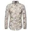 Camisas para hombre camisa de hombre transfronteriza talla europea nueva comercio exterior talla grande camisa de manga larga estampada camisa de flor para club nocturno