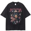 Camiseta Retro Lavada Amazon Ebay Algodón Pesado High Street Europea y Americana Verano Tops de Hombre Tops Holgados