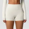 Shorts de yoga de color liso, doble cara, cepillados, de cintura alta, ajustados, levanta glúteos para mujer, aptos para correr y actividades de fitness