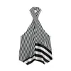 Ropa europea y americana para mujer transfronteriza, popular en AliExpress, top casual a rayas con cuello halter de moda + pantalones de pierna ancha con cintura elástica
