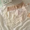 "Cream Girl" [Calcinha Máscara de Bunda] Roupa Íntima de Seda Gelo Meninas Primavera e Verão Sólida Cintura Secagem Rápida Renda