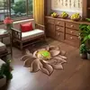 Alfombra de Dormitorio con Forma Especial de Loto Estéreo 3D Felpudo de Baño Terciopelo de Cristal Alfombrilla Absorbente Antideslizante para Lavabo de Baño