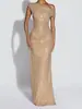 Vestido Largo Sexy Ajustado Sin Espalda con Escote Asimétrico Vestido Elegante Otoño Invierno Estilo Socialité Nuevo Transfronterizo Europeo y Americano Vestido Largo