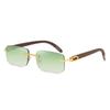 Gafas de Sol de Moda para Hombre, Diseño Cuadrado sin Marco con Patillas de Madera, Gafas de Sol tipo Slingshot para Hombre, Lentes de Moda con Patillas de Madera para Hombre, Transfronterizo