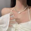 Amor Camélia ~ Colar de Pérolas Camélia Retrô Francês Feminino Luxo Leve Design de Nicho Senso de Design Clavícula