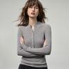Camiseta de Manga Larga Ajustada con Cuello Henley Estilo Americano para Mujer, Nueva Colección Otoño 2026 Estilo Old Money, Top Ajustado de Capa Base