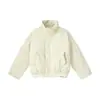 Mtlclothes Roupa Masculina Jaqueta Puffer Quente Curta Gola Alta Solta Cor Sólida Couro PU Moda Versátil Jaqueta de Algodão Tendência