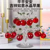 (Vem com um tapete) Ornamento de Árvore de Maçã de Cristal Vermelho Decoração de Sala de Estar Ornamento Artesanato Cristal Artificial Estilo Chinês