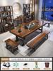 Mesa de té y silla de madera maciza de gran tamaño, conjunto uno en uno, cinco sillas, nueva mesa de centro china para el hogar, mesa de té de oficina de una pieza
