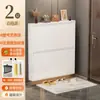 Zapatero de acero ultra delgado de 10 cm con puerta abatible para uso doméstico, se puede colgar o colocar en el suelo, gabinete de entrada de doble propósito, ahorrador de espacio para apartamentos pequeños