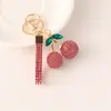 Llavero Creativo Lindo de Fruta Cereza de Aleación con Pedrería Colgante para Bolso Accesorios de Regalo Transfronterizos