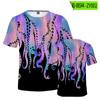 Amazon nova camiseta casual de verão estilo coreano com estampa de polvo e lula, manga curta, gola redonda, atacado