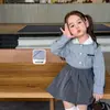 Roupa infantil de pera conjunto de outono para meninas saia estilo escolar casual coreano xadrez camisa infantil saia plissada roupas de bebê