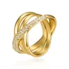 Anillo de Cruz de Acero Inoxidable para Mujer con Diseño Abierto, Anillo Versátil Creativo, Joyería al por Mayor de 18K, Diseño de Nicho de Panal