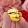 Nuevo Anillo de Pareja con Patrón de la Gran Muralla Chapado en Cobre y Oro Anillo Abierto de Moda para Hombres y Mujeres Joyería de Anillo de Boda de Oro de Arena Vietnamita