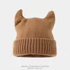 Nuevo gorro de punto de dibujos animados para niños con diseño de cuernos, engrosado para otoño e invierno, cálido gorro de lana para niños, gorro para bebé niño, transfronterizo