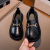 Zapatos de Cuero de Suela Blanda para Niñas, Nuevo Estilo Primavera y Otoño 2026, Bailarinas de Princesa con Borla y Lazo, Mocasines Negros Brillantes de Cuero