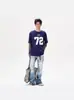 Exportación Transfronteriza Dropshipping Jeans Acampanados Estampado de Letras Retro Borde Crudo Estilo High Street Pantalones Marca de Moda