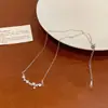 Cadena de Suéter de Otoño e Invierno Collar de Perlas Microincrustadas de Cobre para Mujer Mariposa Lujo Ligero Diseño de Nicho Temperamento Versátil Cadena para Clavícula de Gota de Agua