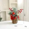 Decoraciones navideñas, ramos de flores artificiales, piñas, estacas de madera pequeñas, adornos para mesa de centro de sala y decoración de escritorio, arreglos hechos a mano DIY