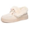 Sapatos de Algodão Femininos Transfronteiriços Temu Sapatos Peludos Tamanho Grande Botas de Neve com Laço Acolchoadas Botas de Algodão Espessas Botas Curtas Versáteis Baixas