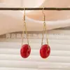 Pendientes Retro Rojos Personalizados Pendientes Largos con Borlas de Celebridad de Internet Adelgazantes Pendientes de Año Nuevo Pendientes para Mujer Ruyi