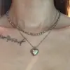 Dulce y Fresco Diseño de Nicho Colgante de Corazón Collar Apilado de Doble Capa para Mujer de Moda Ins Lujo Ligero Personalidad Cadena Simple para Suéter
