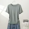 Nova Camiseta de Manga Curta Versátil com Gola Redonda Slim-Fit de Verão para Mulheres, Top Simples e Confortável de Manga Curta com Ombro Normal
