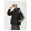Jaqueta corta-vento com capuz de três listras nova para primavera e outono para homens e mulheres, marca da moda, estilo casal, esportiva ao ar livre, jaqueta impermeável