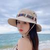2023 Nuevo Color Raya Sombrero de Montañismo para Mujer Verano de Moda Combinable para Compras Salidas Sombrero Protector Solar Ala Ancha Mezclilla Sombrero Parasol