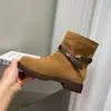 Botines Martin con Hebilla Retro para Mujer 2026 Otoño Tacón Grueso Combinación Maillard con Faldas Botas Botines Versátiles Estilo Vaquero Occidental