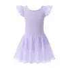 Vestido de Ballet com Manga Flare para Meninas Amazon Corte Cruzado Roupa de Prática Saia de Dança para Performance Infantil Saia de Tela