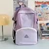 Mochila Feminina Estudante Universitária Bonita Cor Contrastante 2025 Nova Estudante do Ensino Fundamental II e Ensino Médio Mochila de Viagem de Grande Capacidade