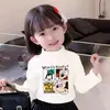 Y2028# camiseta de manga larga versátil de otoño para niñas, nueva camiseta interior, camiseta de manga larga para niñas y niños, chaqueta versión coreana