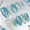 Uñas Postizas Elegantes Estilo Ojo de Gato para Otoño e Invierno, Populares en Xiaohongshu y Douyin, Juego de 10 Uñas Postizas Hechas a Mano, Venta al por Mayor