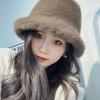 Sombreros de Peluche para Otoño e Invierno para Mujer, Cálidos y Forrados de Felpa, Sombreros Tipo Cubeta Adelgazantes para Cabezas Grandes, Versátiles y Esponjosos