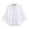 Camisa Casual Transfronteriza de Aliexpress Popular Europea y Americana de Manga Ancha para Mujer Popelina Blanco Azul Celeste Marrón Oscuro Rosa Oscuro