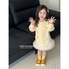 Vestido Moletom Doce Menininha Primavera e Outono 2025 Nova Moda Bebê Menina Vestido Fofinho Doce Vestido Princesa Midi