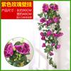 Simulación rosa orquídea colgante cesta colgante arte floral flor falsa flor de plástico rosa ratán flor decorativa colgante de pared flor colgante