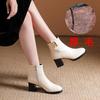 Botas curtas brancas para mulheres com saia 2023 novas botas simples de primavera e outono botas finas de salto alto outono e inverno botas Martin forradas com lã