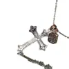 Colar Pingente Cruz Popular Xiaohongshu Cubo de Açúcar Rosa Completo de Diamante Luxo Leve High-End Nicho Personalidade Versátil Gargantilha