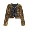 Roupas Europeias e Americanas Femininas Transfronteiriças Aliexpress Ins Venda Quente Jaqueta Lantejoula Decorada com Laço