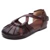 Sandalias Planas de Piel Genuina para Mujer, Nuevos Zapatos de Verano para Mujer con Punta Cerrada, Zapatos Suaves de Suela de Goma para Mamá, Sandalias Casuales de Piel de Vaca para Playa